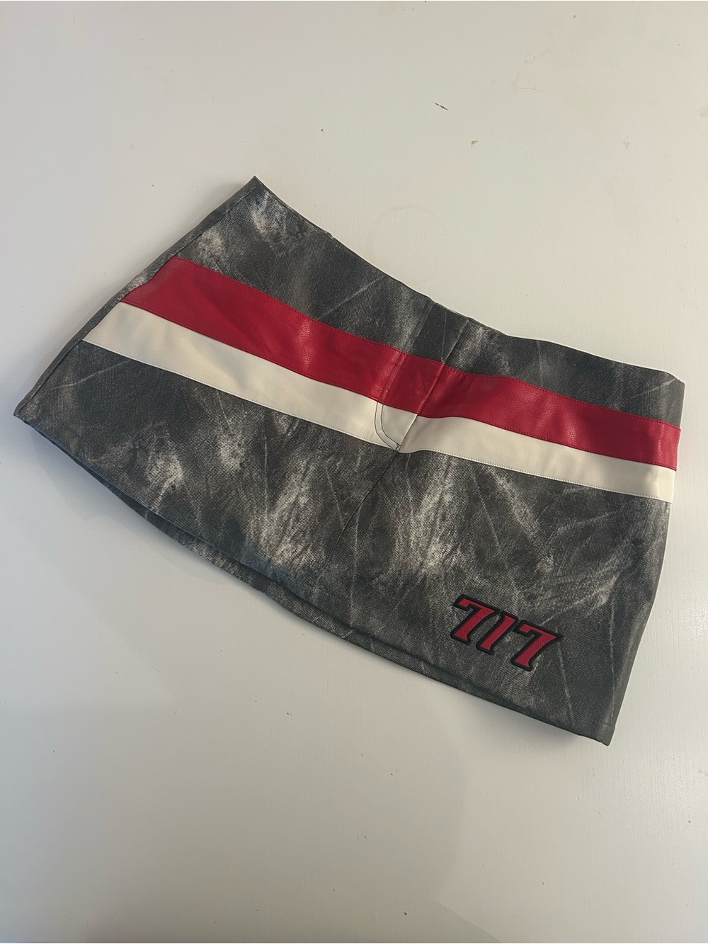 I am Gia faux leather Y2K moto style micro skirt